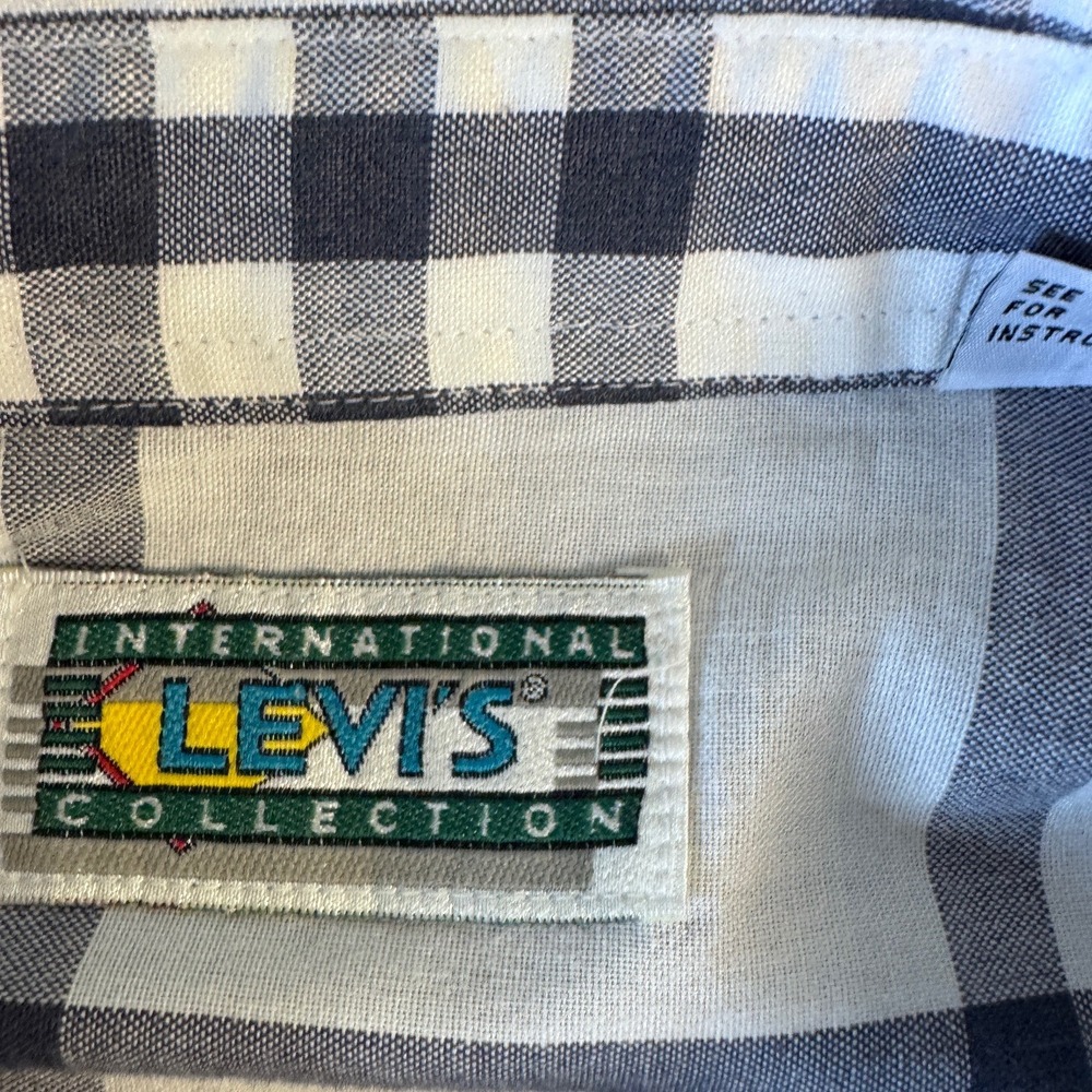 Vintage 90s Levi's International Collection Shirt Medium Plaid Nova Check Style - Picture 2 of 6